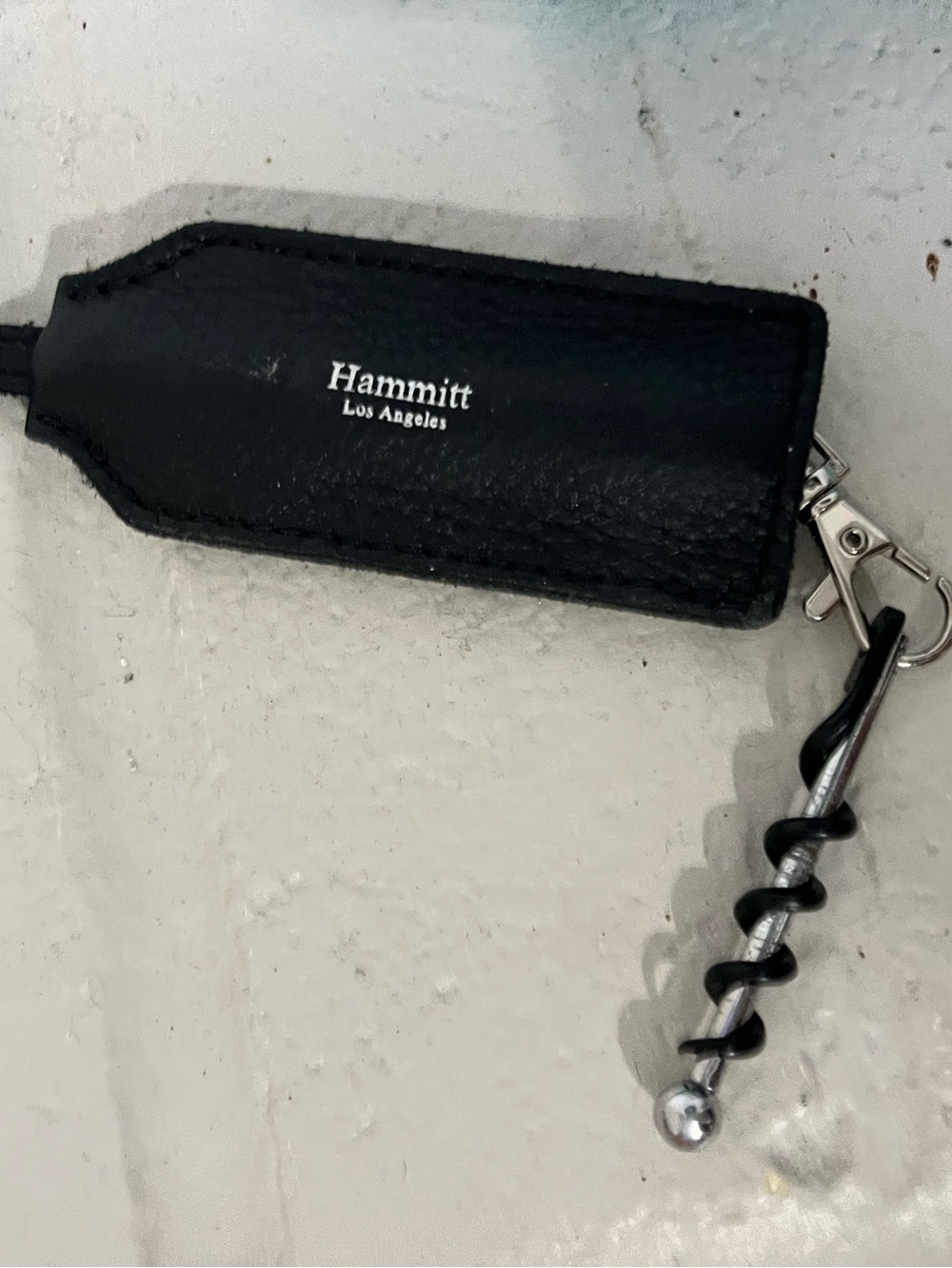 Hammitt Black Leather Key Holder with Corkscrew wine opener